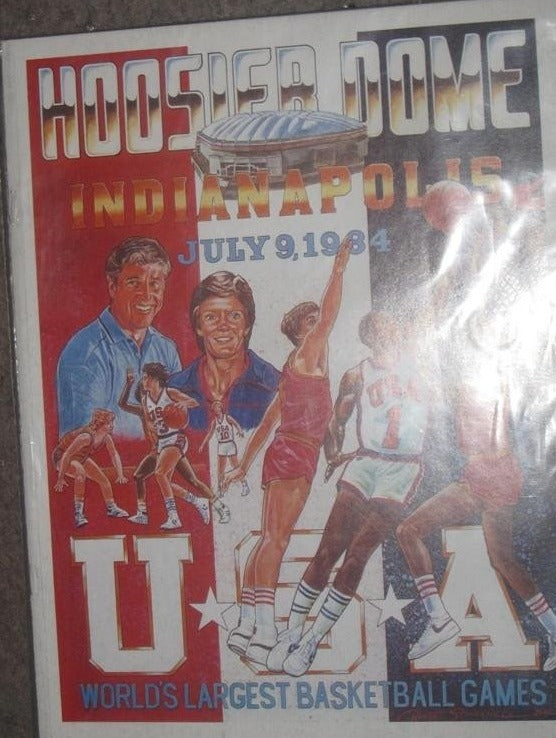 1984 U.S.A OLYMPIC BASKETBALL TEAM VS NBA ALL STARS PROGRAM - Vintage Indy Sports
