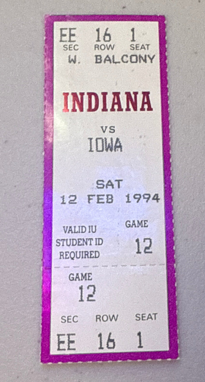 1994 Iowa vs Indiana Basketball Ticket Stub