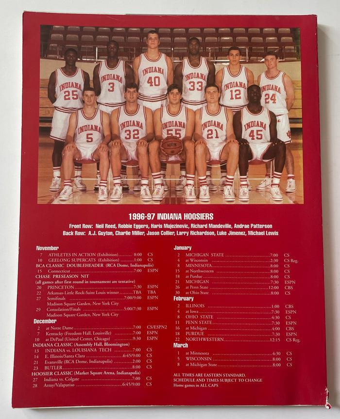 1996-97 Indiana University basketball media guide