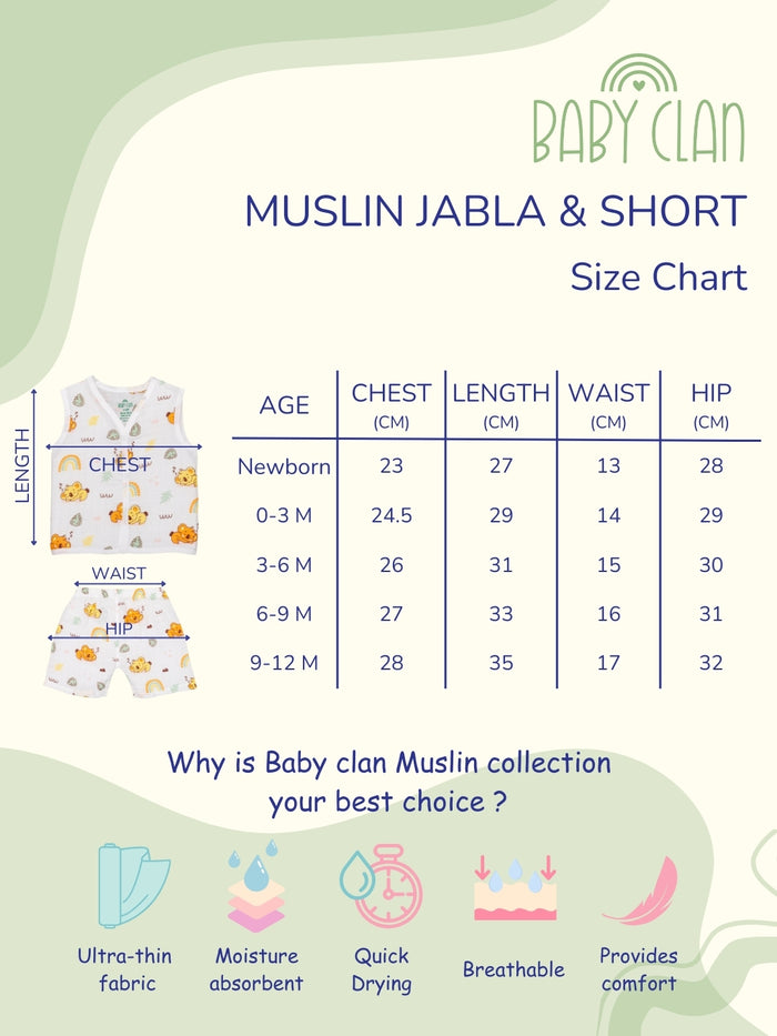 Babyclan Muslin Front Open Jabla Top & Shorts Set - Flower