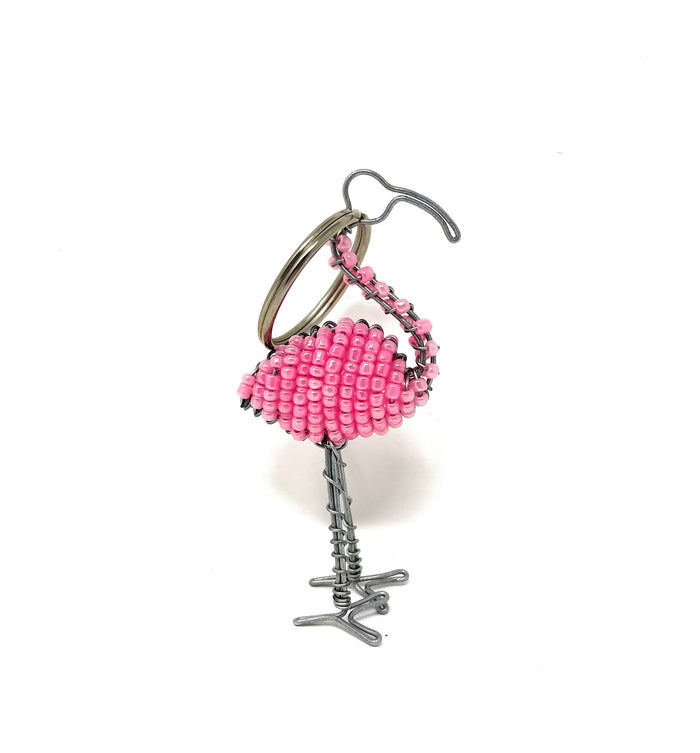 Beaded Flamingo Key Chain