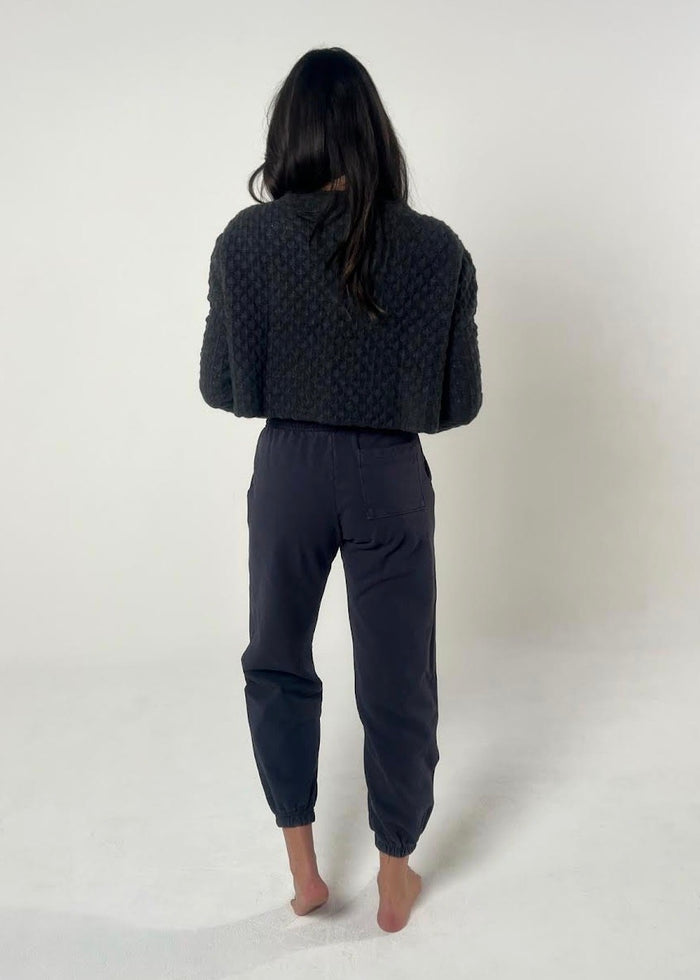 Cropped Cashmere Cardigan (Charcoal)