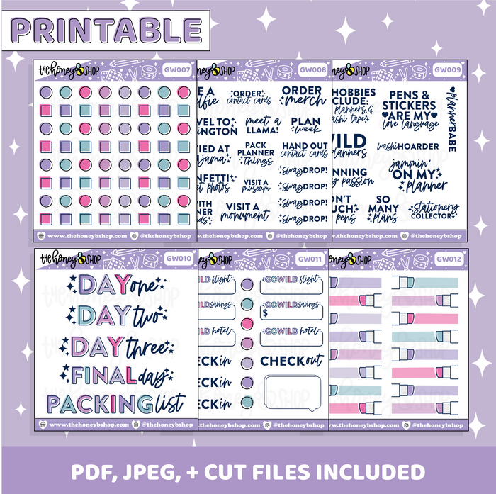 Go WILD Sticker Bundle | 12 Sticker Sheets Printable Planner Stickers