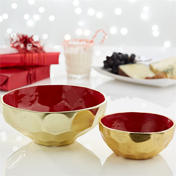 Golden Hex Bowl with Red Enamel (food safe)