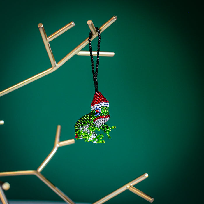 Guatemalan Santa Frog Beaded Ornament