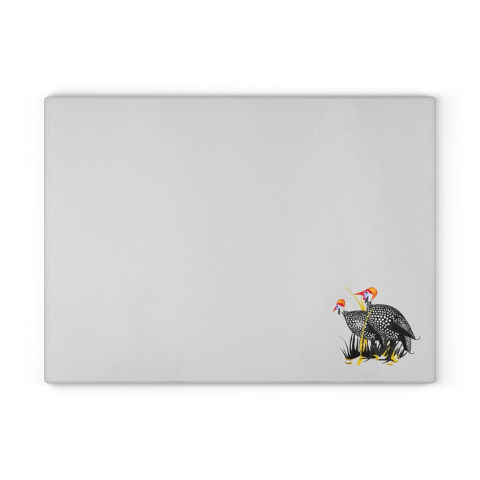 Guinea Fowl Couple Glass Cutting Board