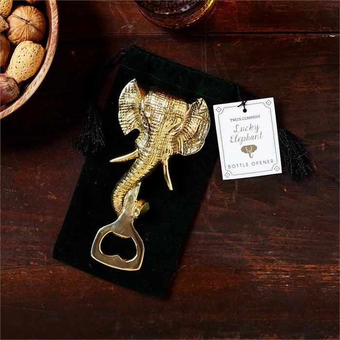 Lucky Elephant Bottle Opener in Black Gift Pouch