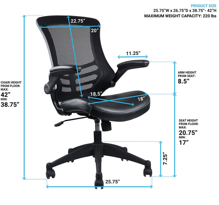 Mid-Back Deluxe Mesh Office Task Chair - Black