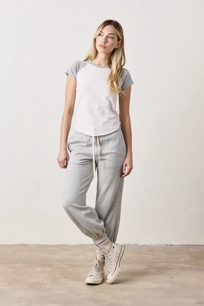 NSF – Tommy Colorblock Raglan Crew in Ivory and Heather Grey