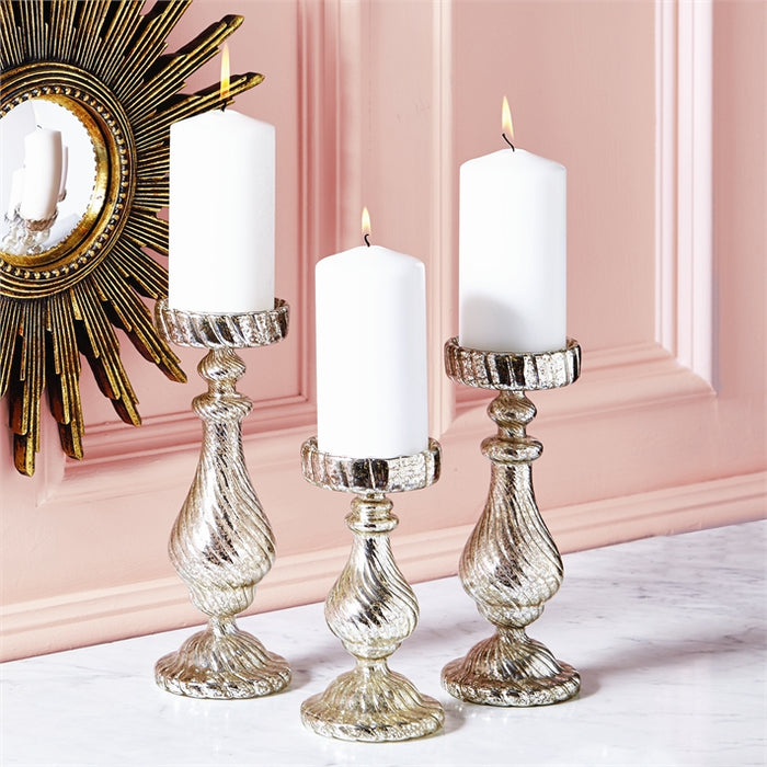 Ribbed Mercury Candle Pillar Holder