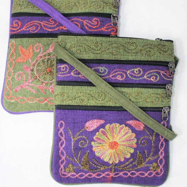 Three Zipper Embroidered Cotton Passport