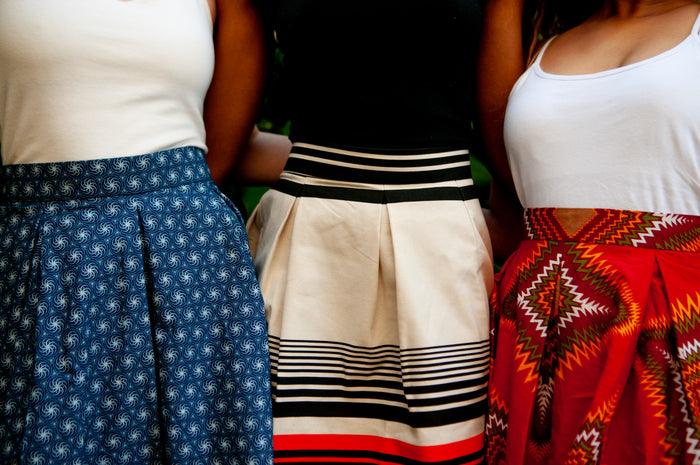 Traditional African Red Ankara Wax Print High Waisted Skirt