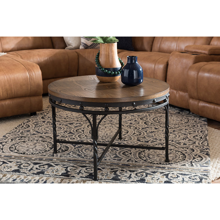 Urban Designs Austin Vintage Industrial Bronze Round Coffee Occasional Table