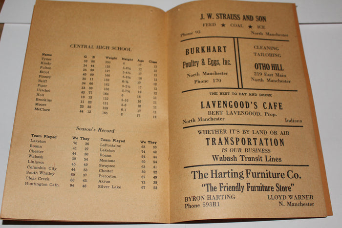 1950 Wabash, Indiana High School Basketball Sectional Program - Vintage Indy Sports