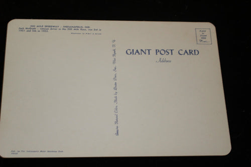 1954 Jack McGrath Indy 500 6x9 Postcard - Vintage Indy Sports