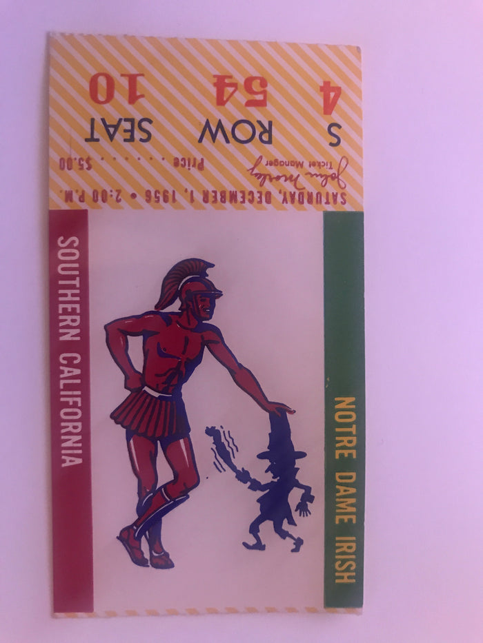 1956 USC Vs Notre Dame Ticket Stub - Vintage Indy Sports