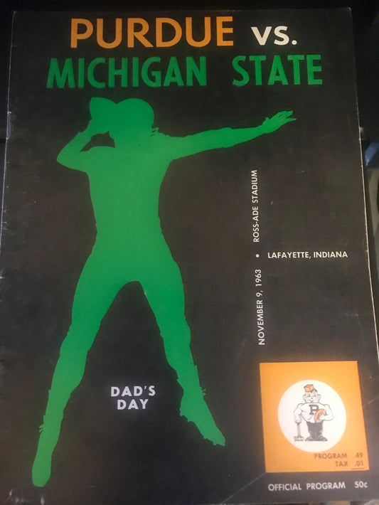 1963 Michigan State vs Purdue Football Program