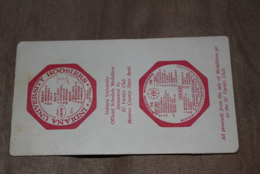 1975-76 Indiana University Basketball Schedule Coin