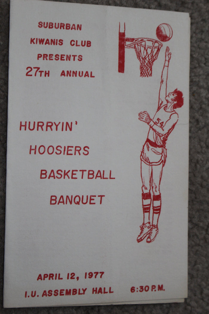 1977 Indiana University Basketball Banquet & Ticket - Vintage Indy Sports