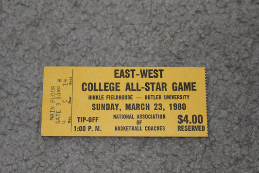 1980 East-West College All Star Basketball Game Ticket Stub - Vintage Indy Sports