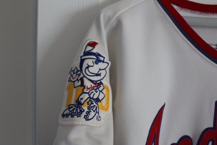 1986 Bob Owchinko Indianapolis Indians Game Used Home Jersey with 100 Yr Patch