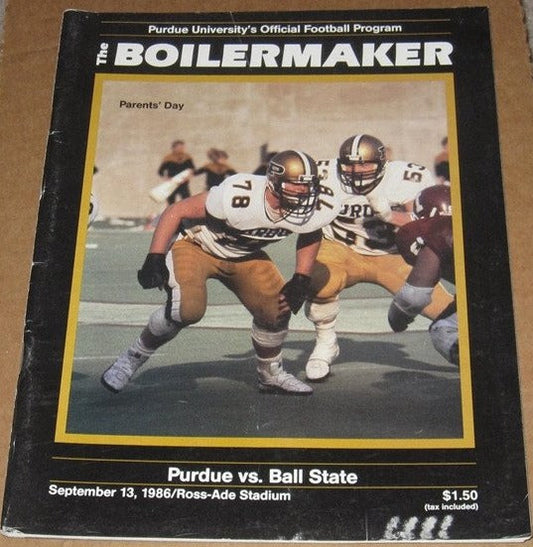 1986 PURDUE VS BALL STATE FOOTBALL PROGRAM - Vintage Indy Sports