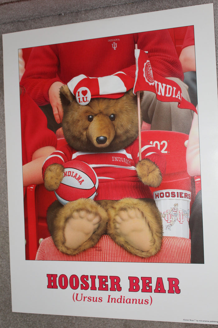 1987 Indiana University Hoosier Bear Full Sized Poster - Vintage Indy Sports
