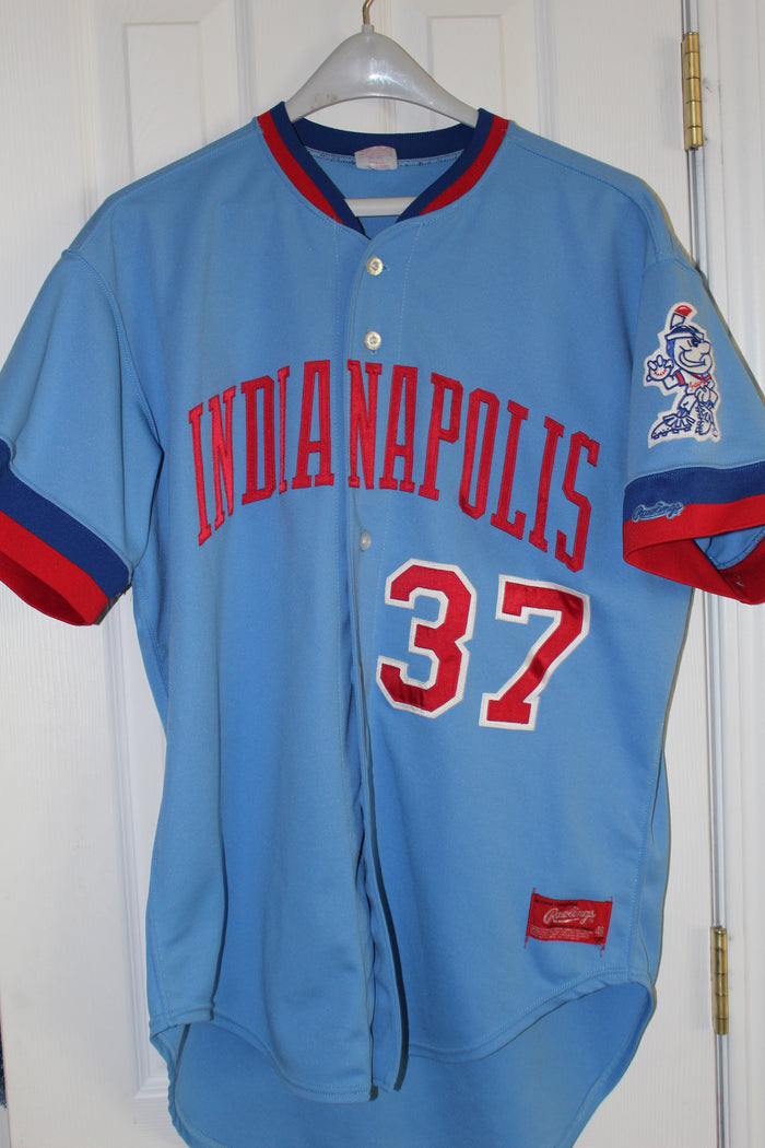 1987 Indianapolis Indians Mike Colbern Game Used Powder Blue Jersey