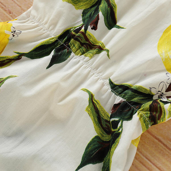 3-18M Kid Fashion Girl Clothes Strap Lemon Print One Piece Jumpsuit Baby Girl Onesie Bodysuit P Catpapa 196002