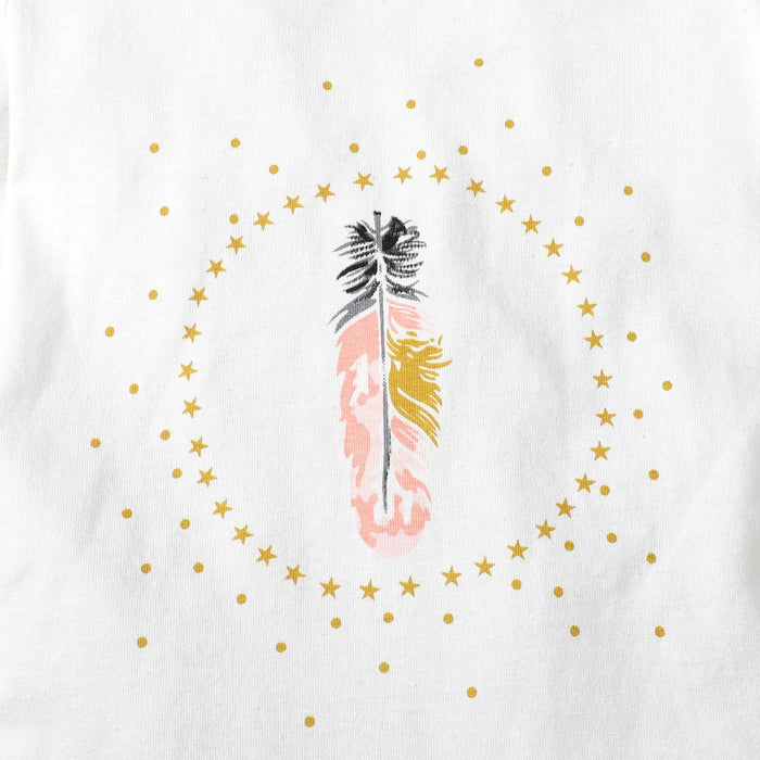 3-18M kid fashion girls Clothes Girl Long Sleeve Feather Bodysuit Pants Hat 3Pcs White Catpapa 191681