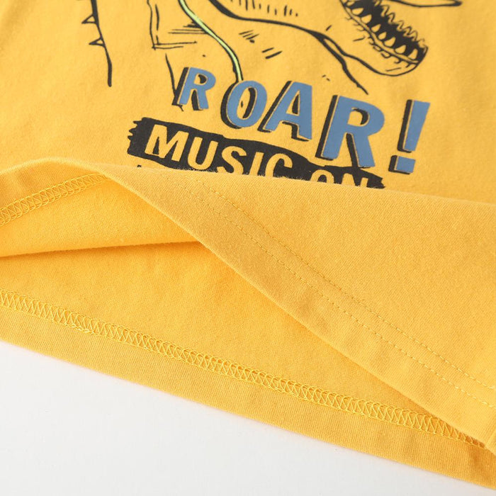 3-24M kid fashion boys Clothes Dinosaur Short sleeve shirt Elastic Shorts 2pcs Outfit Yellow catpapa 2184131