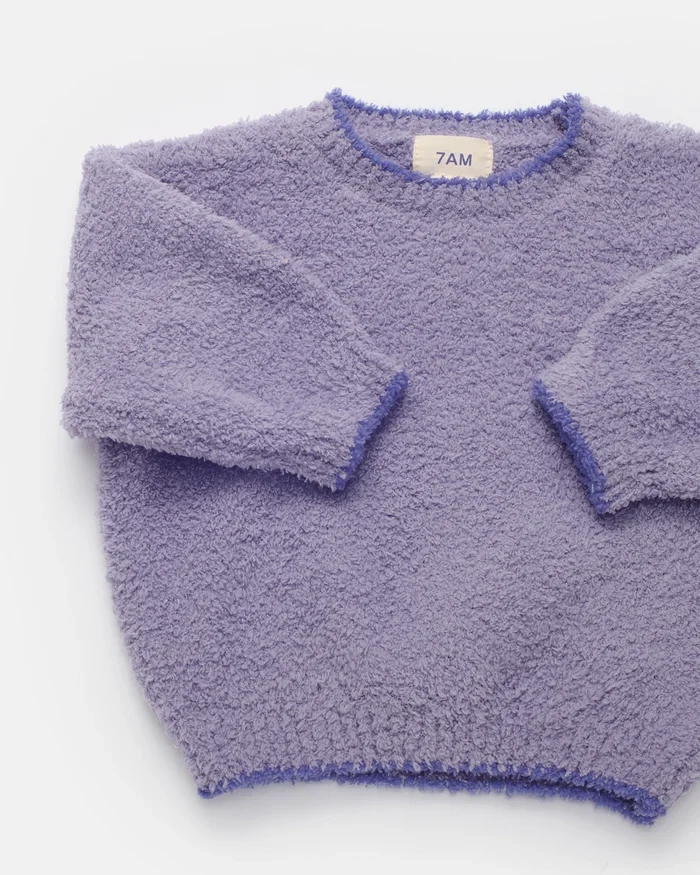 7AM Enfant Boxy Fuzzy Sweater in Taro