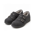 Charcoal Felt Double-Buckle Shoes