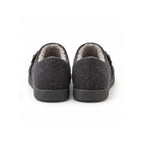 Charcoal Felt Double-Buckle Shoes