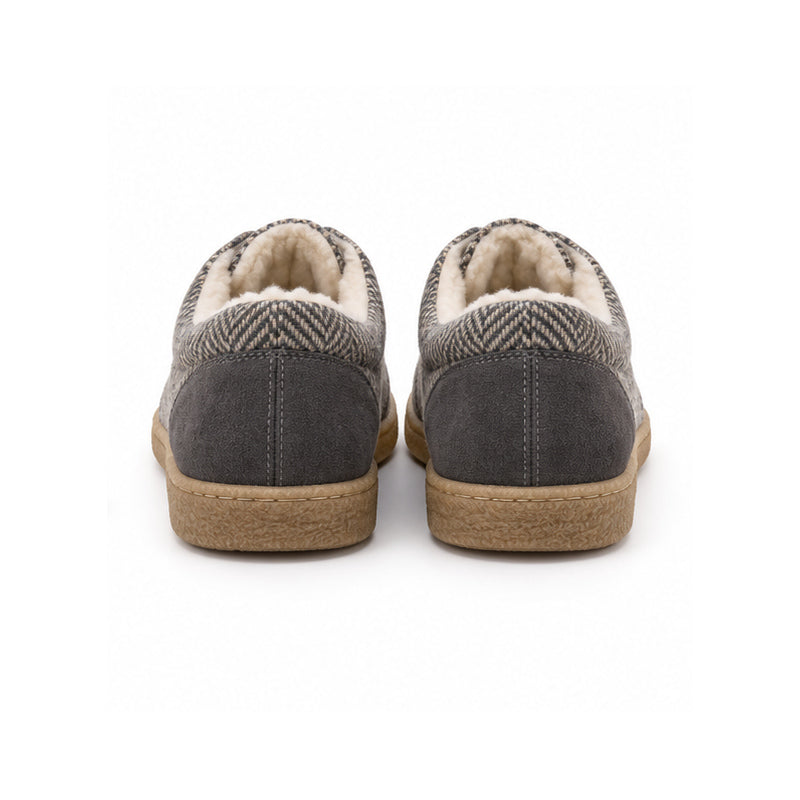 Grey Herringbone Winter Lace-Ups