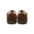Walnut Corduroy T-Strap Shoes