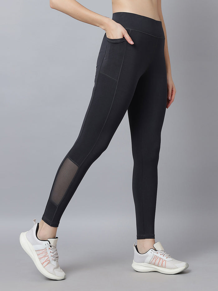 Active 001 High-Rise Yoga Leggings for Women, Flattering Fit Workout Tights with 4-Way Stretch Poly-Spandex & Mobility Gusset