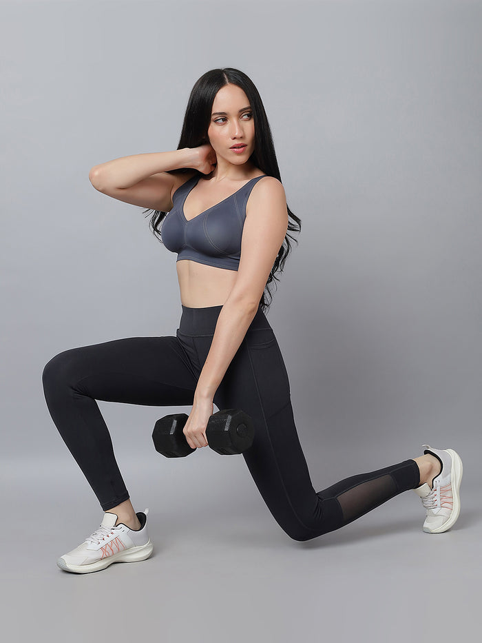 Active 001 High-Rise Yoga Leggings for Women, Flattering Fit Workout Tights with 4-Way Stretch Poly-Spandex & Mobility Gusset