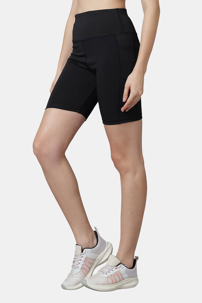 Active 003 Women’s High-Waist Gym Shorts with Pockets | Stretch Fit Above-Knee Workout Shorts