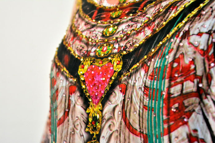 AERO-TERRANIUS Crystals Embellished Devarshy Short Georgette Kaftan - 1114B