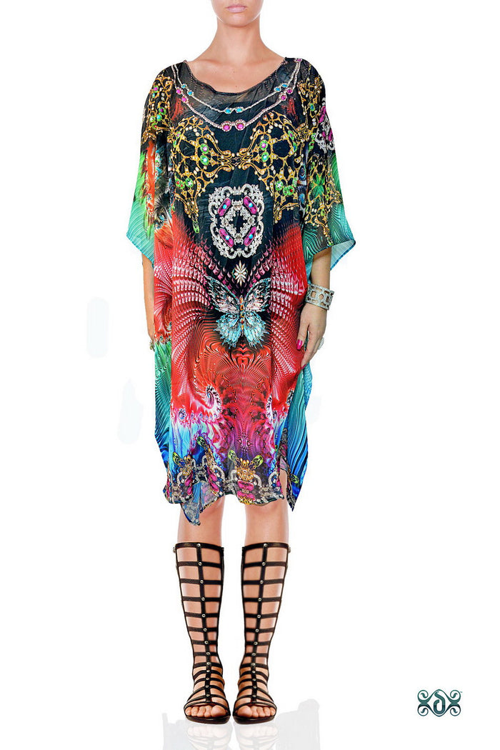 AERO-TERRANIUS Decorous Contrast Devarshy Short Georgette Kaftan - 1106A