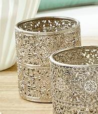 Anthemion Silver Votive Holder with Glass Liner