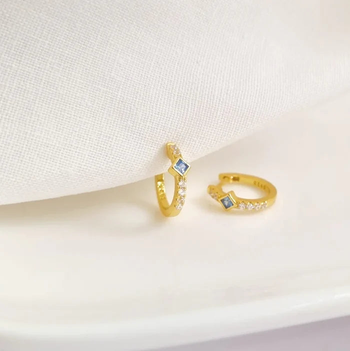 Blue Huggies Earrings