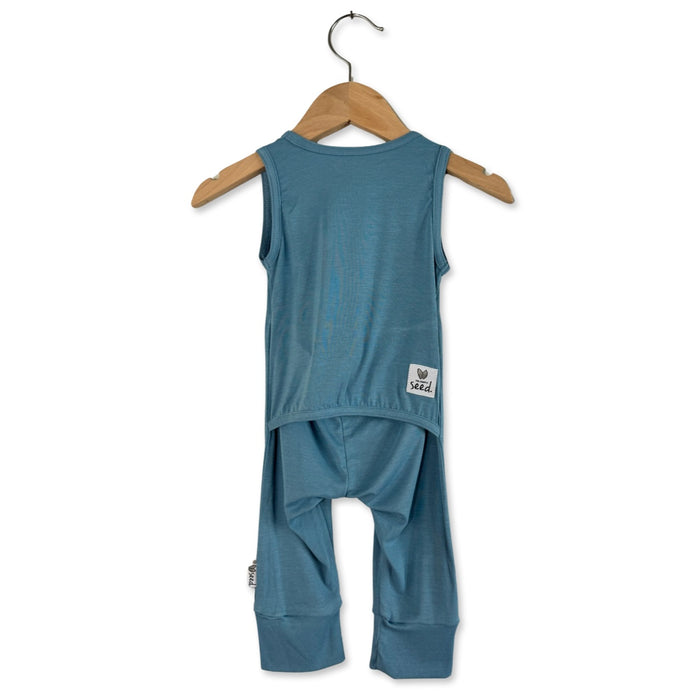 Blue Jay Mini Ribbed Sleeveless Romper