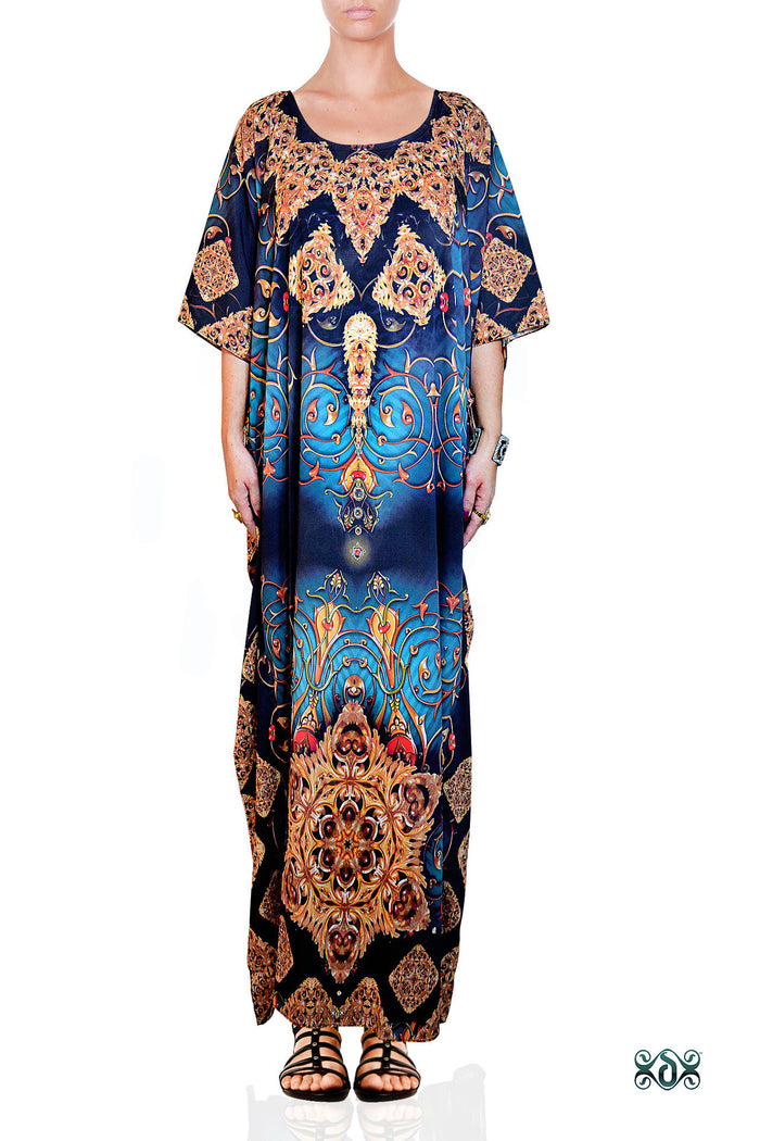 BAROCOCO Golden Ornamental Devarshy Long Embellished Kaftan - 1043A.