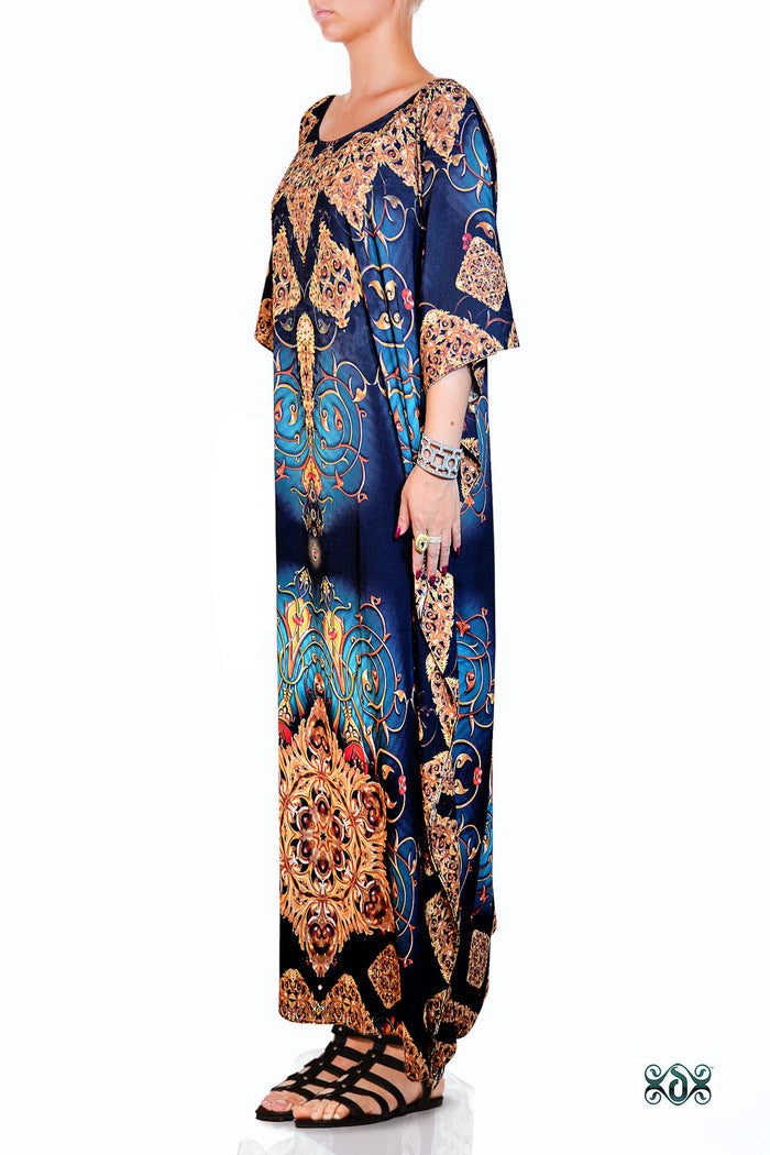 BAROCOCO Golden Ornamental Devarshy Long Embellished Kaftan - 1043A.