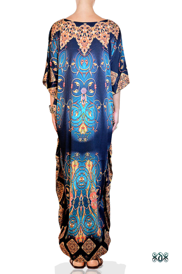 BAROCOCO Golden Ornamental Devarshy Long Embellished Kaftan - 1043A.
