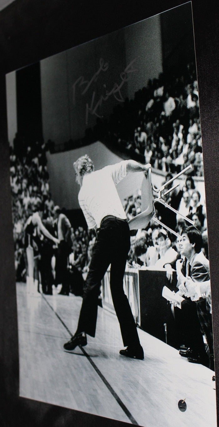 Bob Knight Autographed Chair Throw 11x17 Photo, Steiner COA - Vintage Indy Sports
