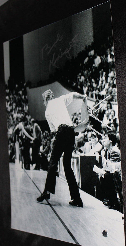 Bob Knight Autographed Chair Throw 11x17 Photo, Steiner COA - Vintage Indy Sports