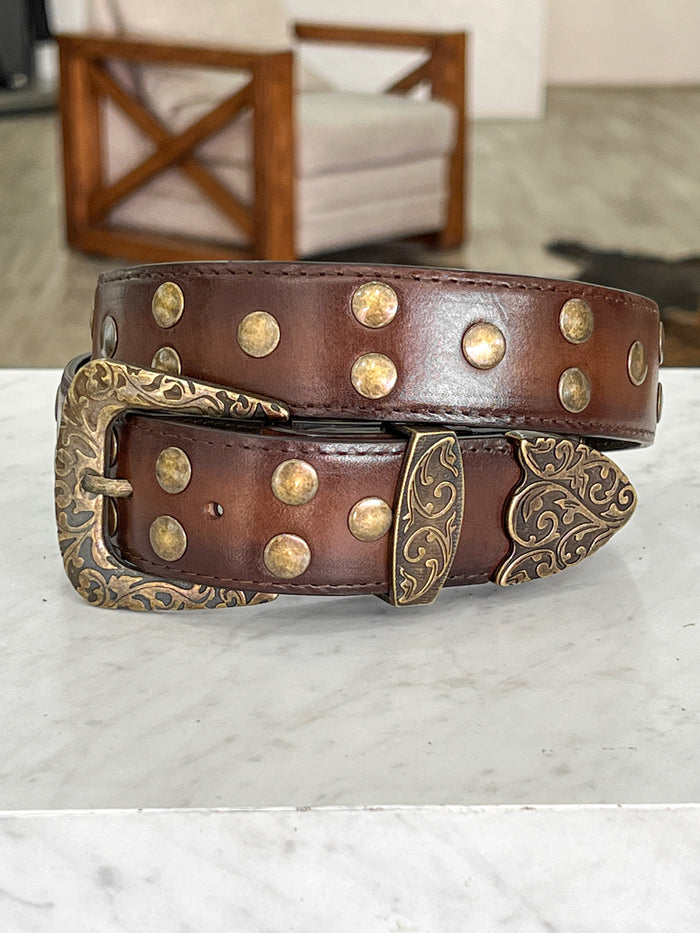 BROWN STUDDED BELT